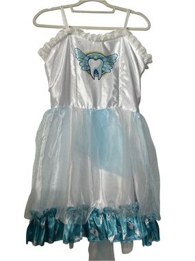 Kids Tooth Fairy Costume Dress - White & Light Blue Large